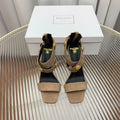 BALMAIN 25S CROSSOVER STRAP HIGH HEELS 95MM IN LIGHT BROWN SUEDE