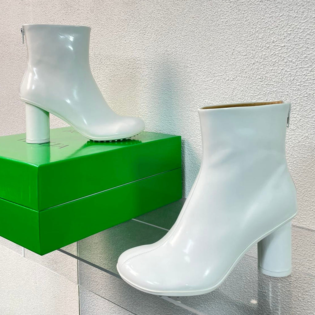 BOTTEGA VENETA ATOMIC ANKLE BOOT IN WHITE CALFSKIN 75 MM