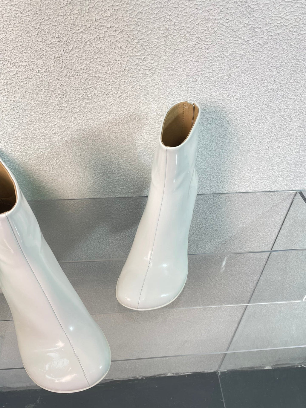 BOTTEGA VENETA ATOMIC ANKLE BOOT IN WHITE CALFSKIN 75 MM