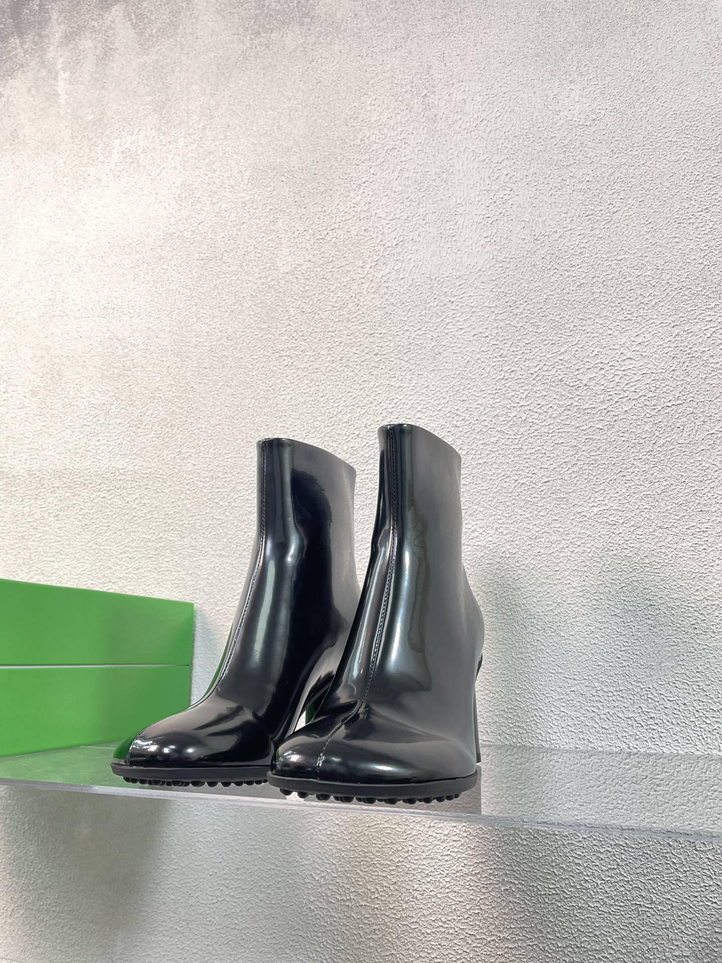 BOTTEGA VENETA ATOMIC ANKLE BOOT IN BLACK CALFSKIN 75 MM