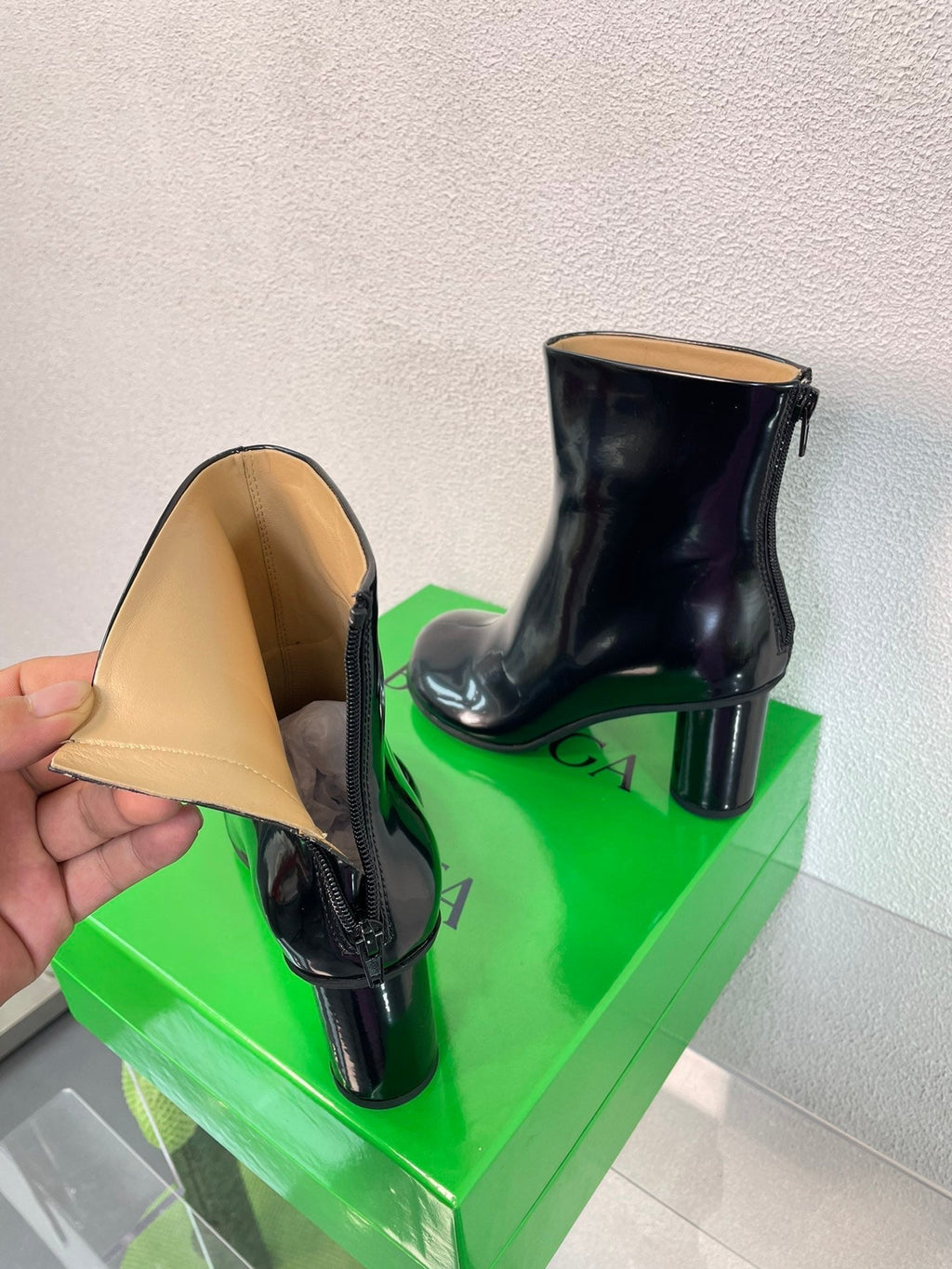 BOTTEGA VENETA ATOMIC ANKLE BOOT IN BLACK CALFSKIN 75 MM