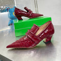 BOTTEGA VENETA HIGH PUMP 35 MM IN SCARLET RED PATENT CALFSKIN