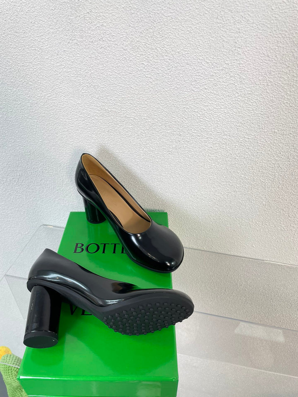 BOTTEGA VENETA ATOMIC HIGH PUMP 9 CM IN BLACK CALFSKIN