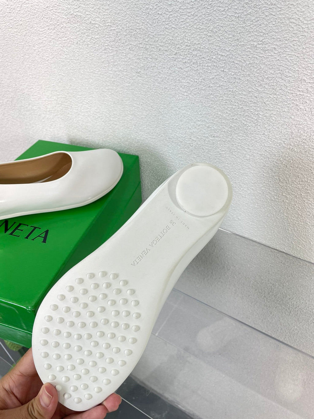 BOTTEGA VENETA ATOMIC BALLERINA FLAT IN WHITE CALFSKIN