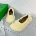 BOTTEGA VENETA ATOMIC SHEARLING BALLERINA FLATS LIGHT YELLOW