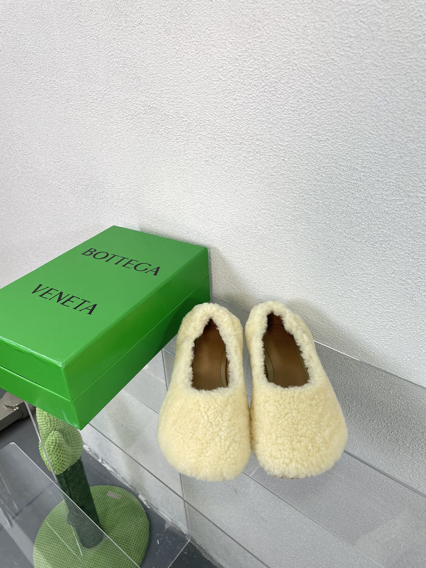 BOTTEGA VENETA ATOMIC SHEARLING BALLERINA FLATS LIGHT YELLOW