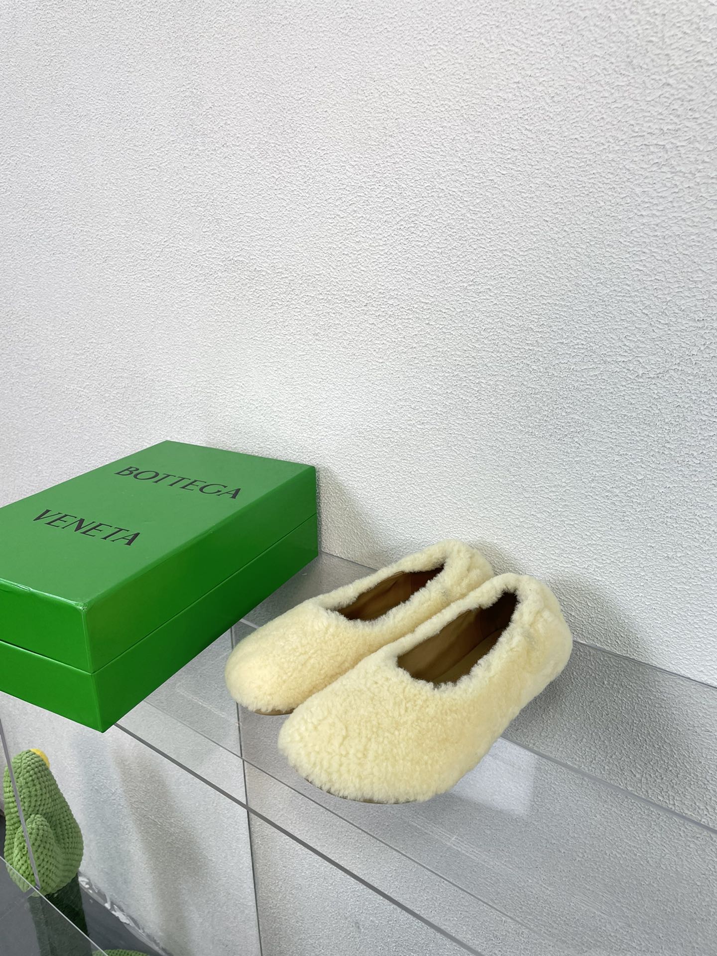 BOTTEGA VENETA ATOMIC SHEARLING BALLERINA FLATS LIGHT YELLOW