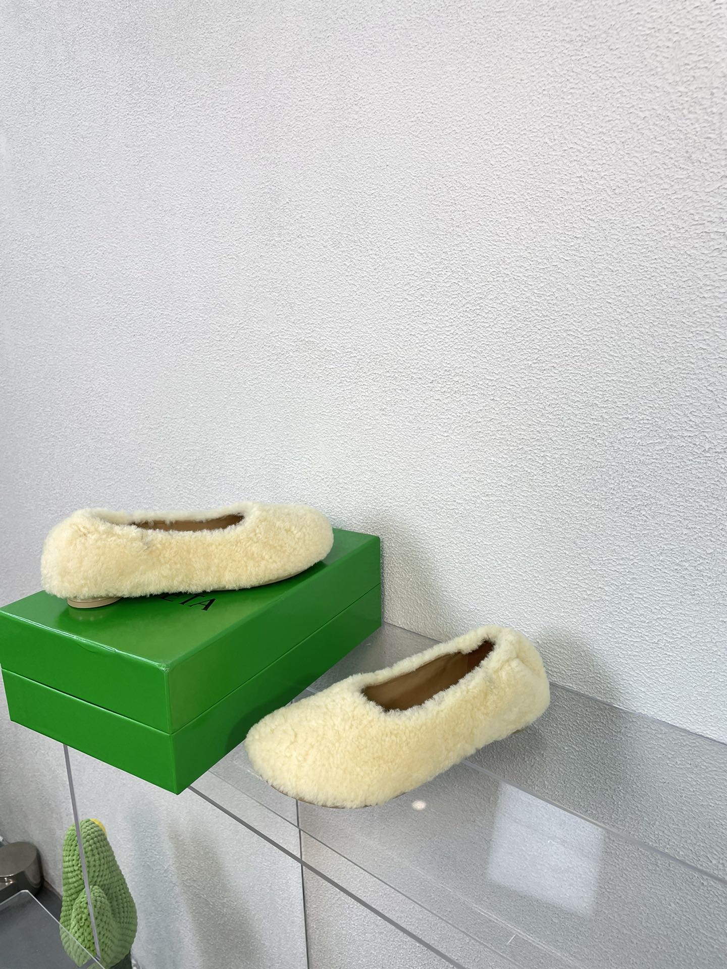 BOTTEGA VENETA ATOMIC SHEARLING BALLERINA FLATS LIGHT YELLOW