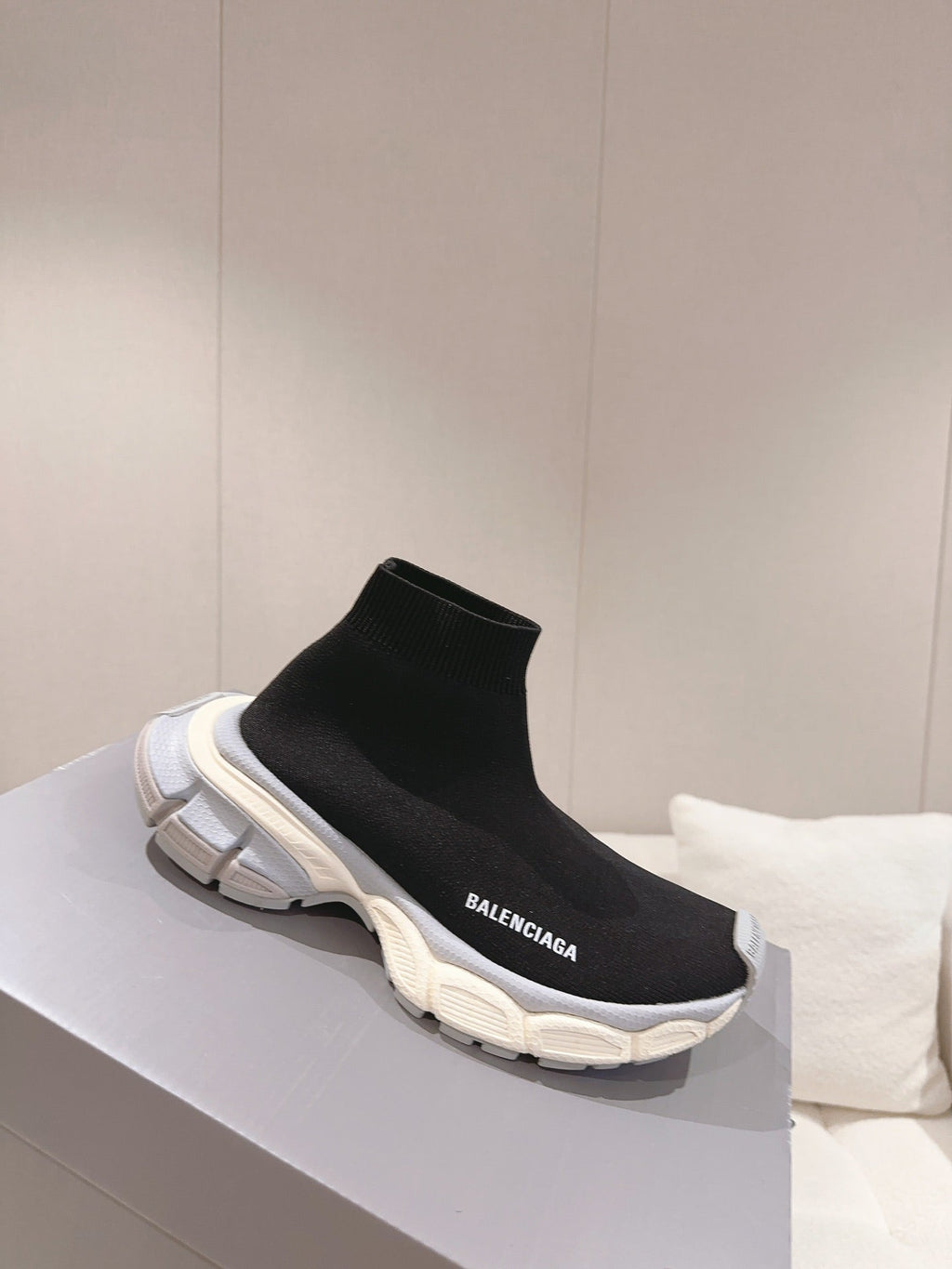 BALENCIAGA 25S SPEED TRAINER SNEAKERS 55 MM IN BLACK KNIT STYLE 4