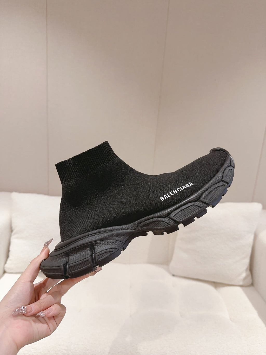 BALENCIAGA 25S SPEED TRAINER SNEAKERS 55 MM IN BLACK KNIT STYLE 2
