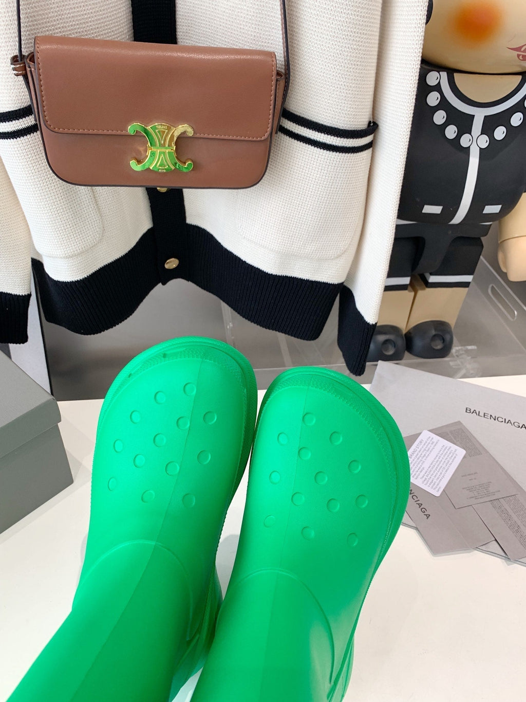 CROCS BOOTS IN GREEN RUBBER