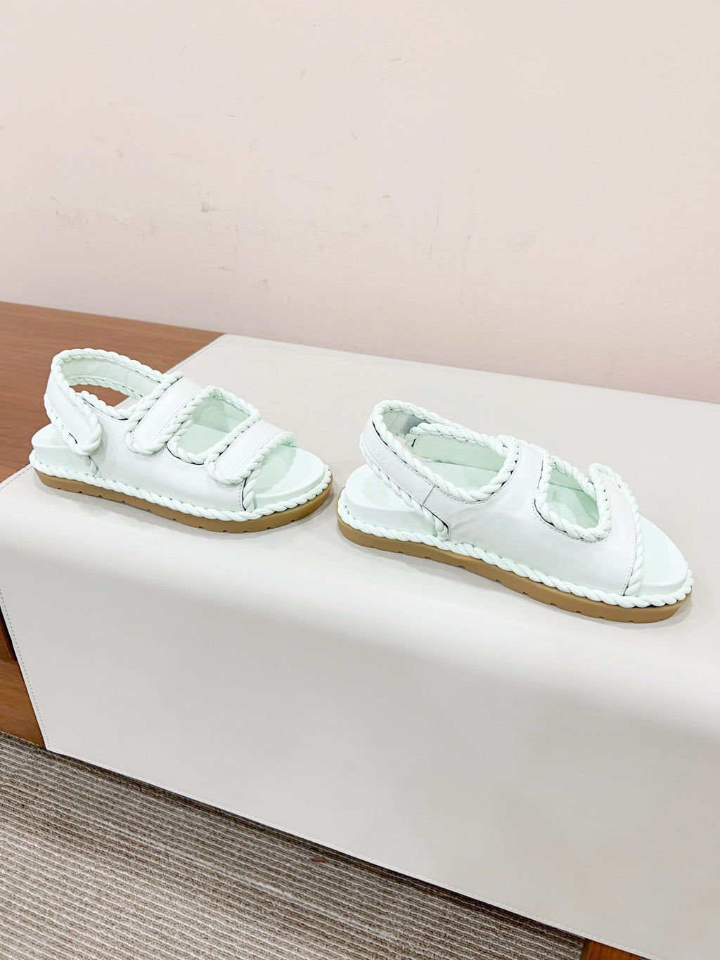 BOTTEGA VENETA REFINED DAD SANDAL IN WHITE LAMBSKIN
