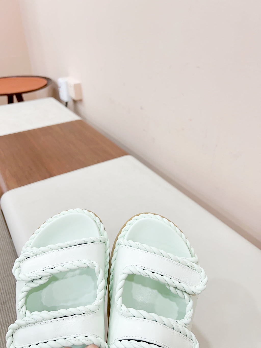 BOTTEGA VENETA REFINED DAD SANDAL IN WHITE LAMBSKIN