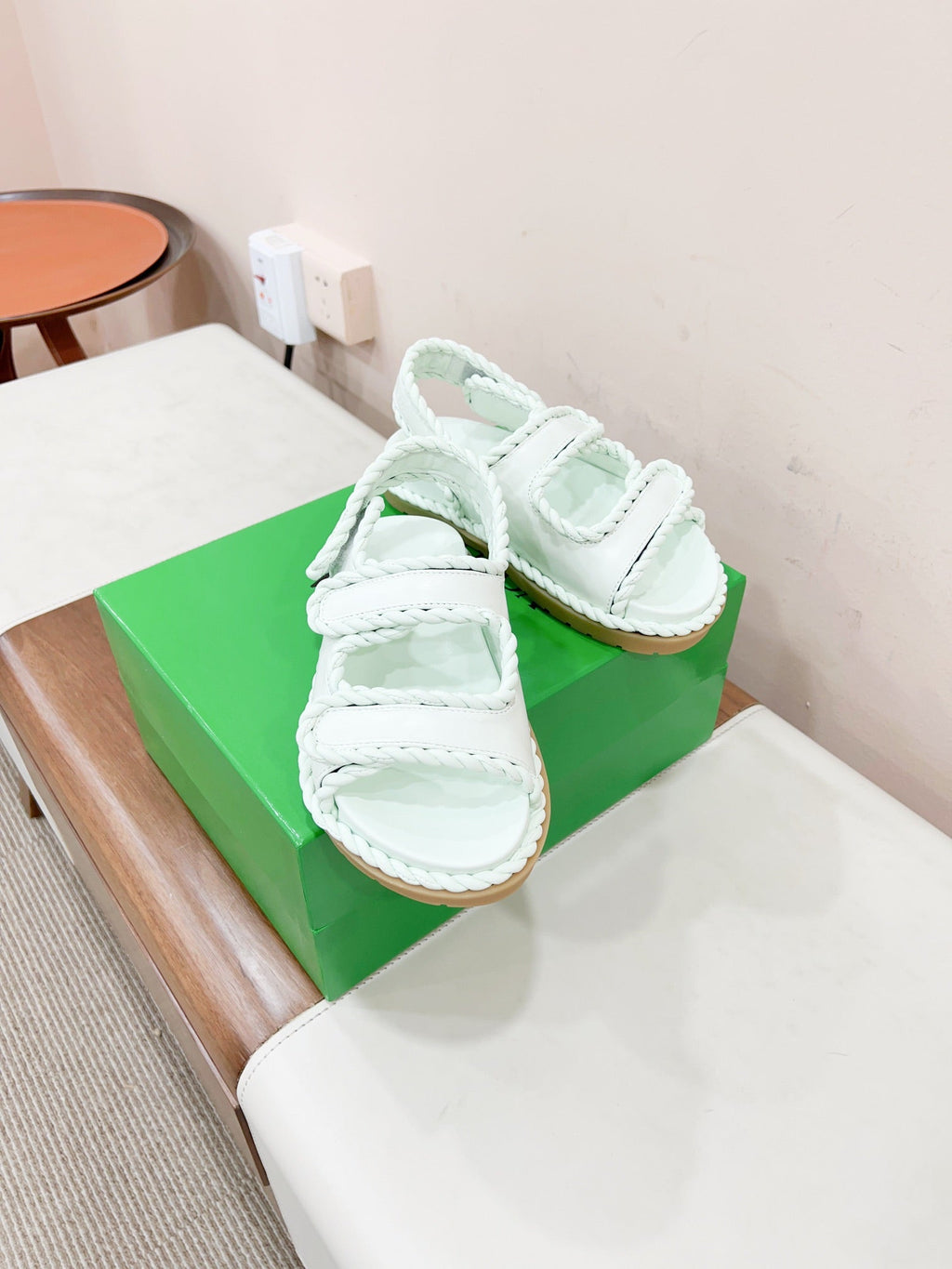 BOTTEGA VENETA REFINED DAD SANDAL IN WHITE LAMBSKIN