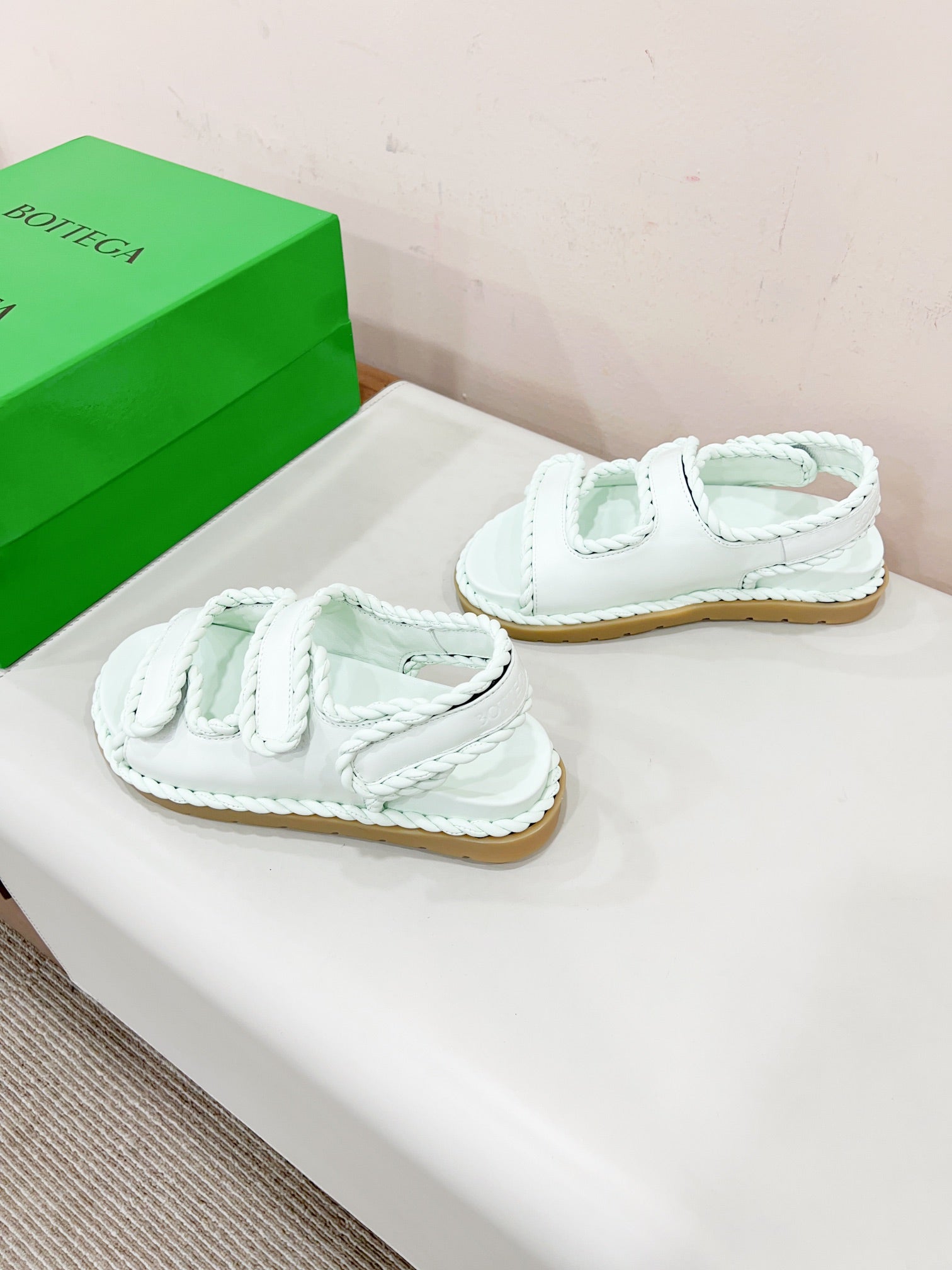 BOTTEGA VENETA REFINED DAD SANDAL IN WHITE LAMBSKIN