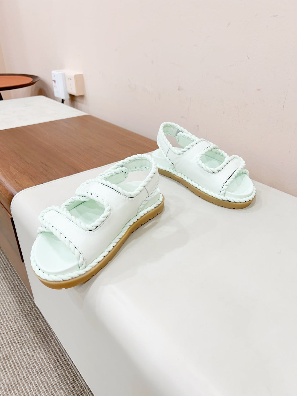 BOTTEGA VENETA REFINED DAD SANDAL IN WHITE LAMBSKIN