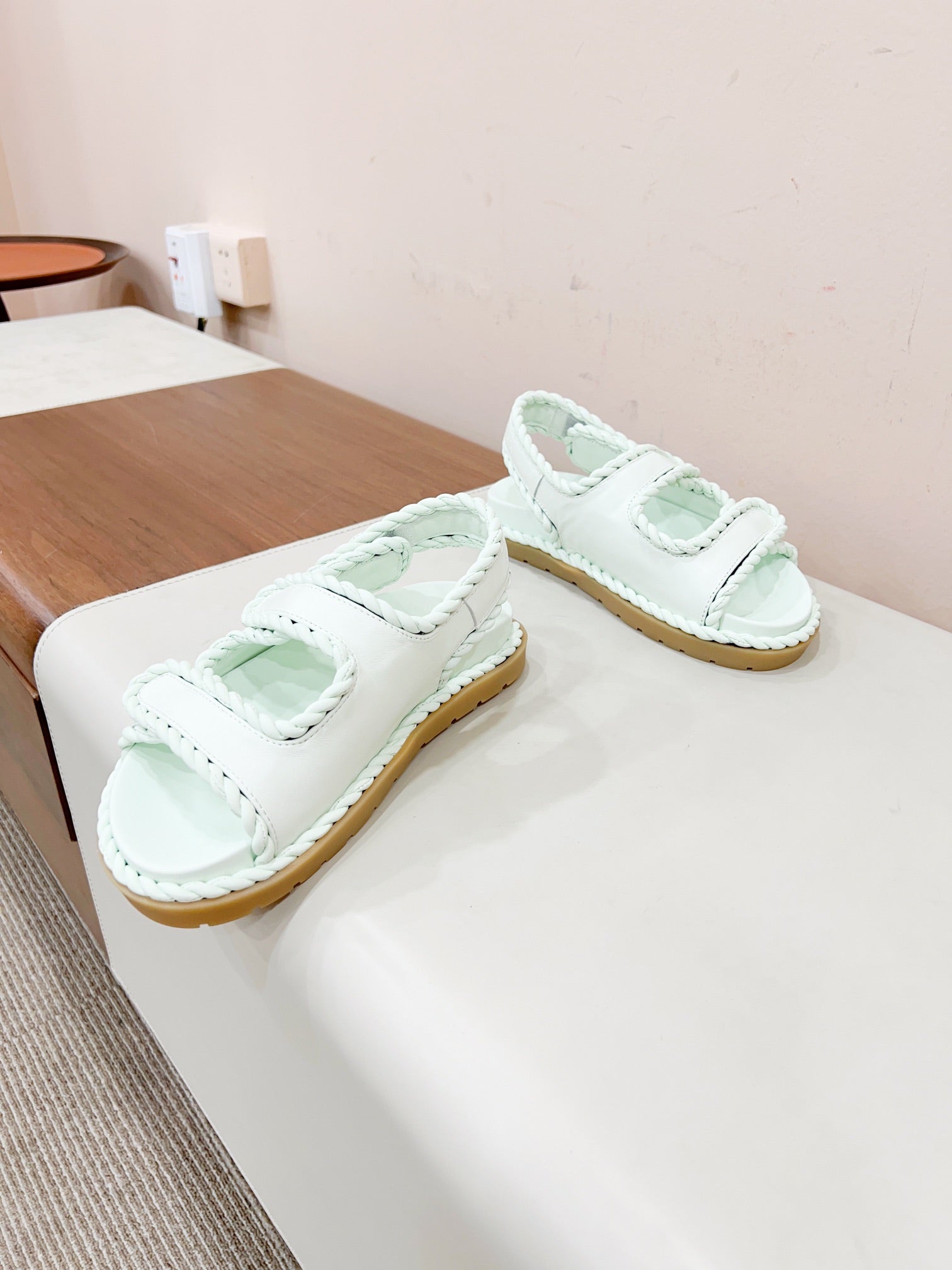 BOTTEGA VENETA REFINED DAD SANDAL IN WHITE LAMBSKIN