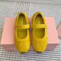 MARY JANE FLATS IN YELLOW SUEDE