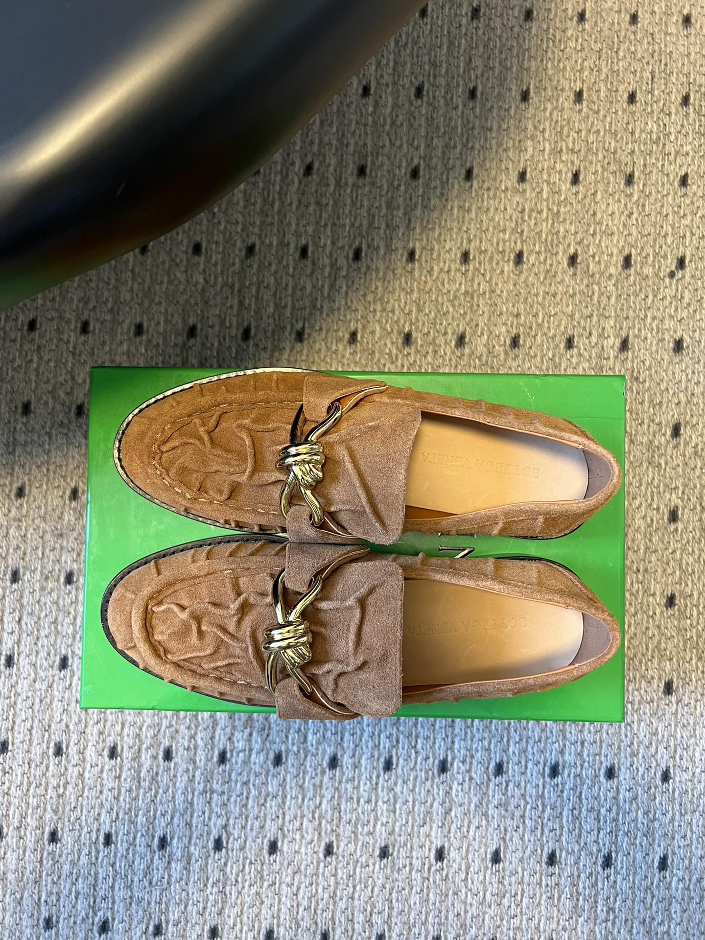 BOTTEGA VENETA 26S LOAFERS IN BROWN SUEDE WITH GOLD HARDWARE