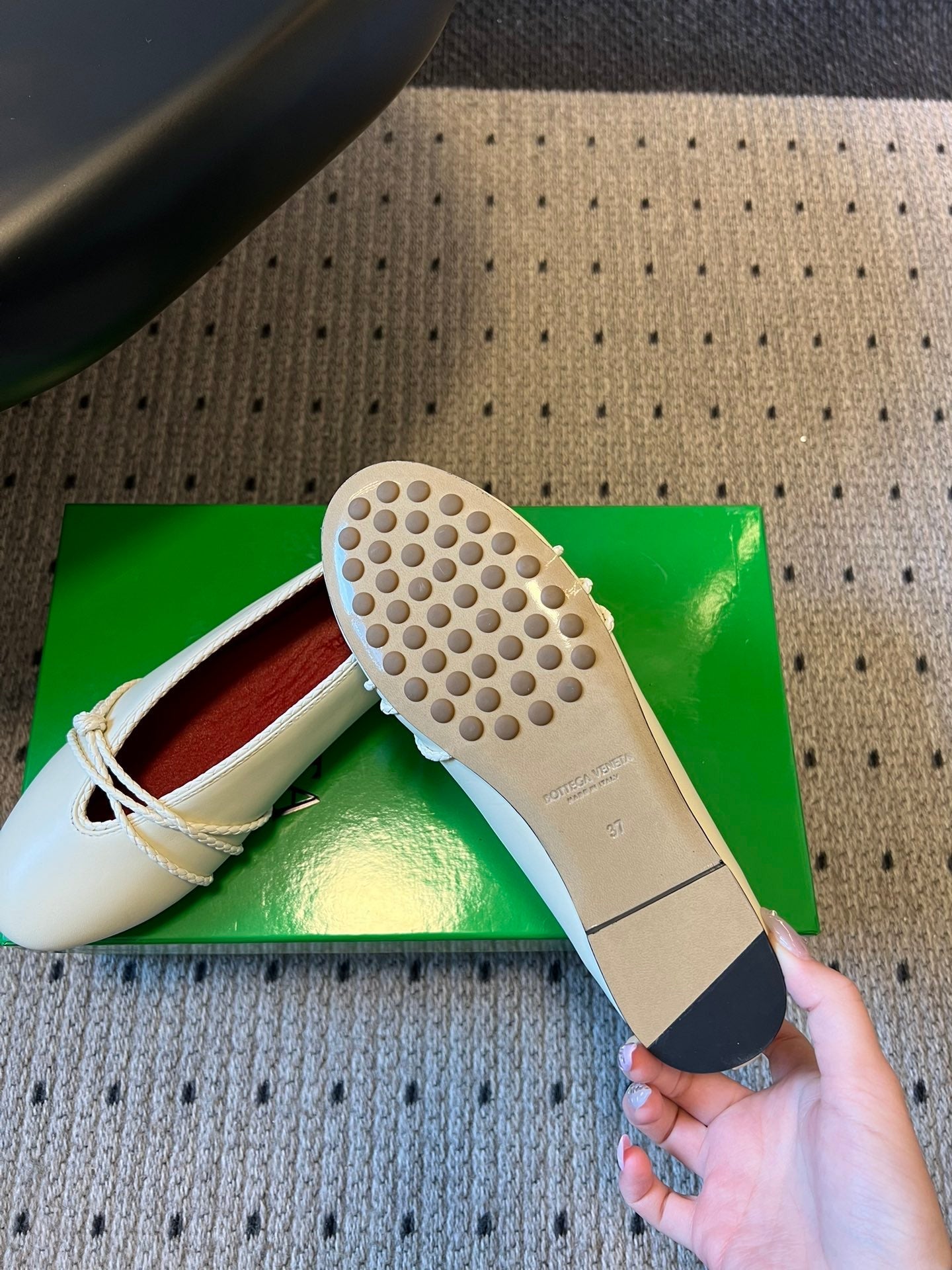 BOTTEGA VENETA 26S ESPADRILLE BALLET FLATS IN WHITE LAMBSKIN