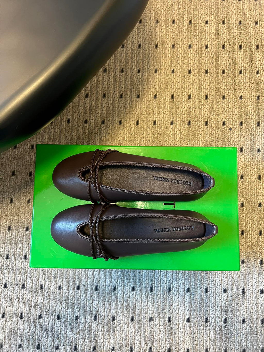 BOTTEGA VENETA 26S ESPADRILLE BALLET FLATS IN DARK BROWN LAMBSKIN