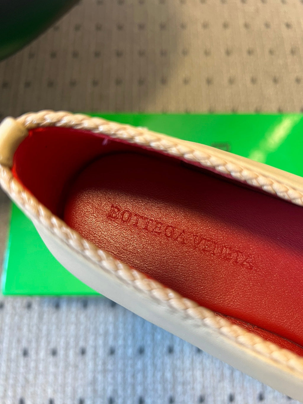 BOTTEGA VENETA 26S ESPADRILLE BALLET FLATS IN BEIGE LAMBSKIN