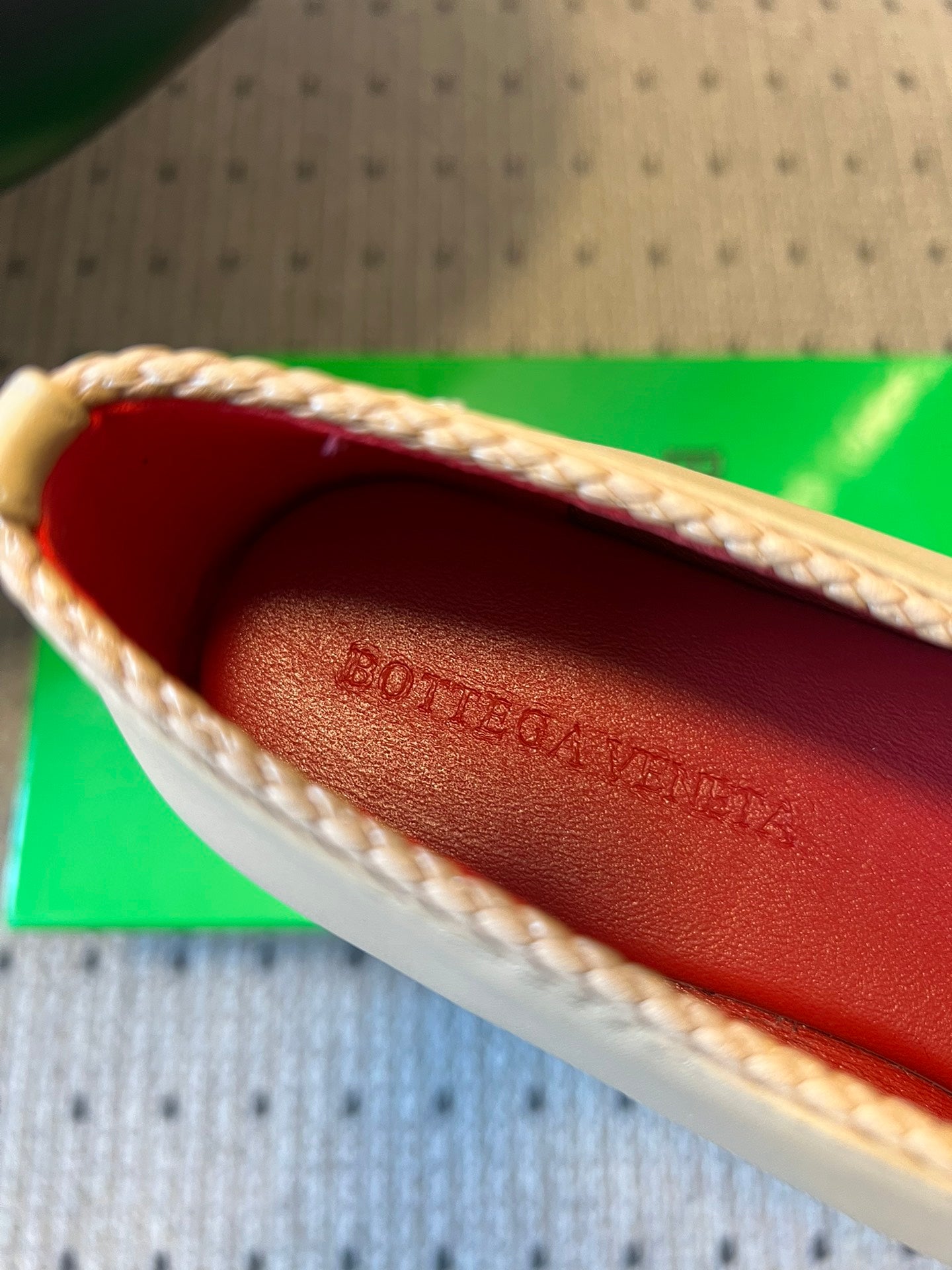 BOTTEGA VENETA 26S ESPADRILLE BALLET FLATS IN BEIGE LAMBSKIN