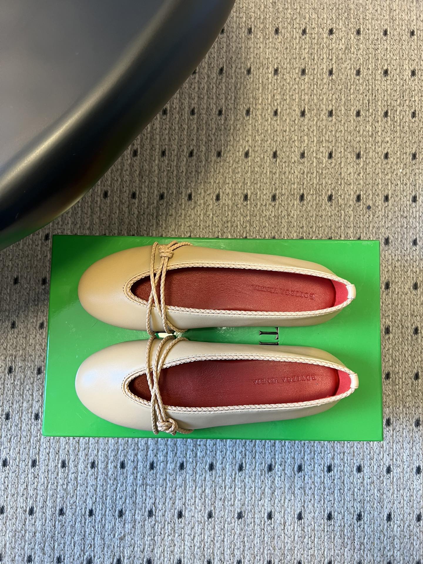 BOTTEGA VENETA 26S ESPADRILLE BALLET FLATS IN BEIGE LAMBSKIN