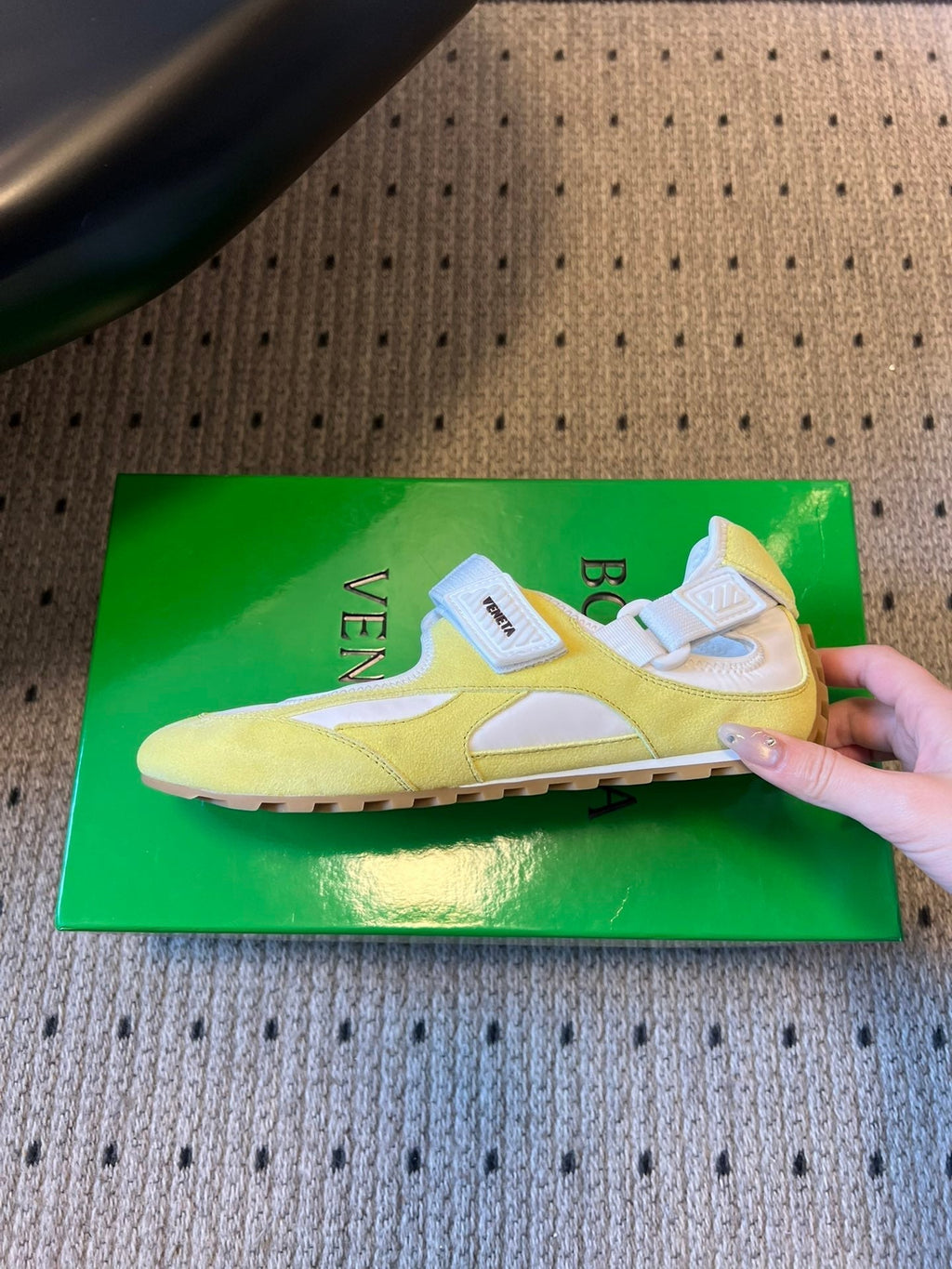BOTTEGA VENETA 26S MARY JANE SNEAKER IN YELLOW SUEDE AND WHITE FABRIC