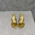 BOTTEGA VENETA HEELED SANDALS METALLIC GOLD LAMBSKIN