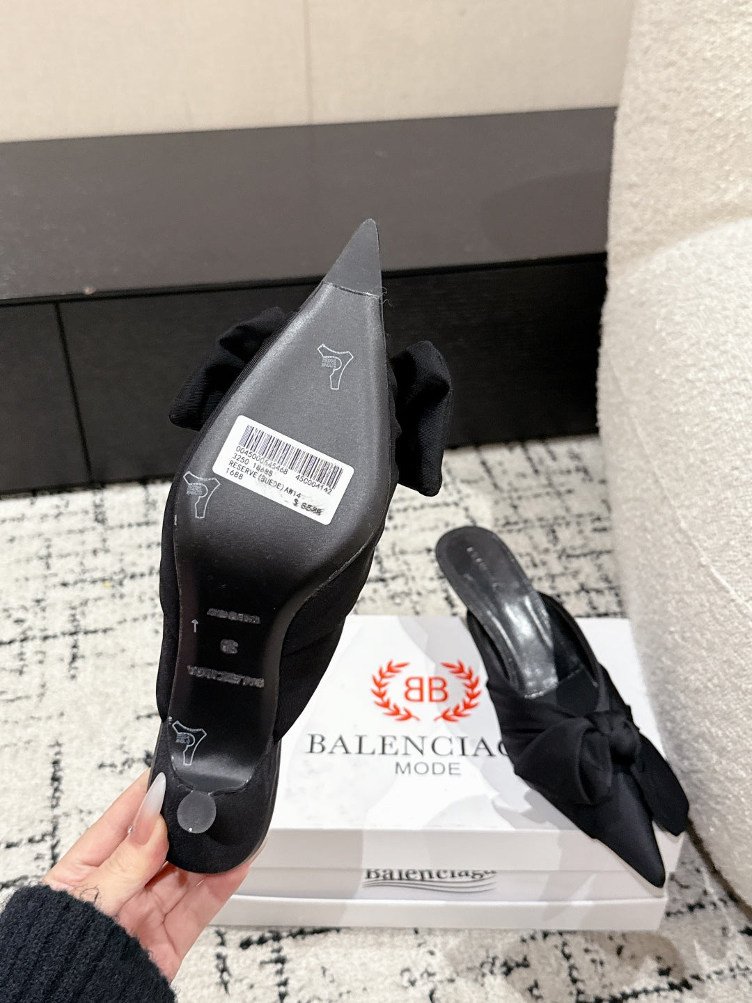KNIFE LAVALIÈRE 45MM MULE IN BLACK NYLON JERSEY