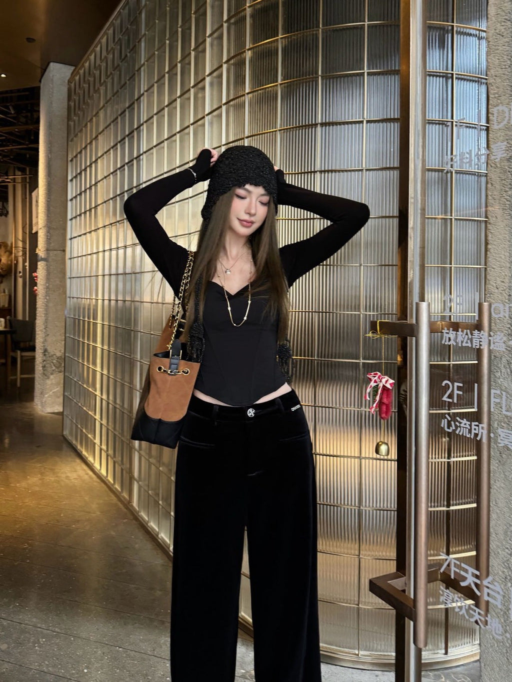 CHANEL 25S STRAIGHT-LEG VELVET PANTS 445