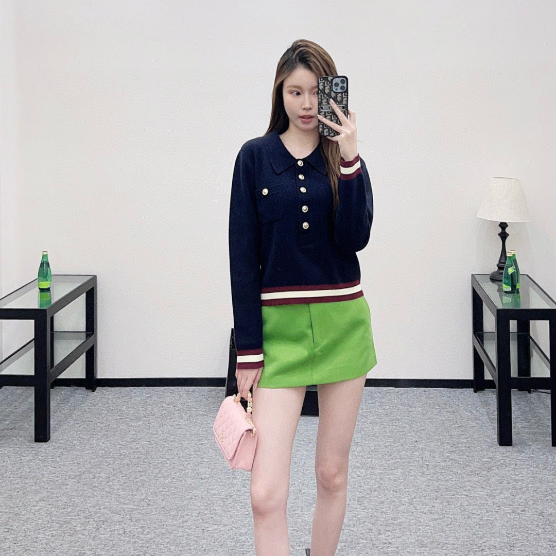 CHANEL 25S LONG-SLEEVE KNIT POLO SHIRT 589
