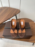 ALAIA WEDGE THONG SANDALS 25S IN BROWN SUEDE