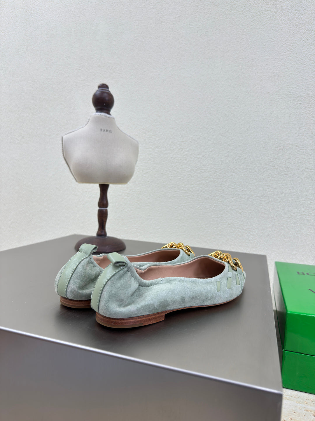 BOTTEGA VENETA BALLET FLAT IN LIGHT BLUE SUEDE
