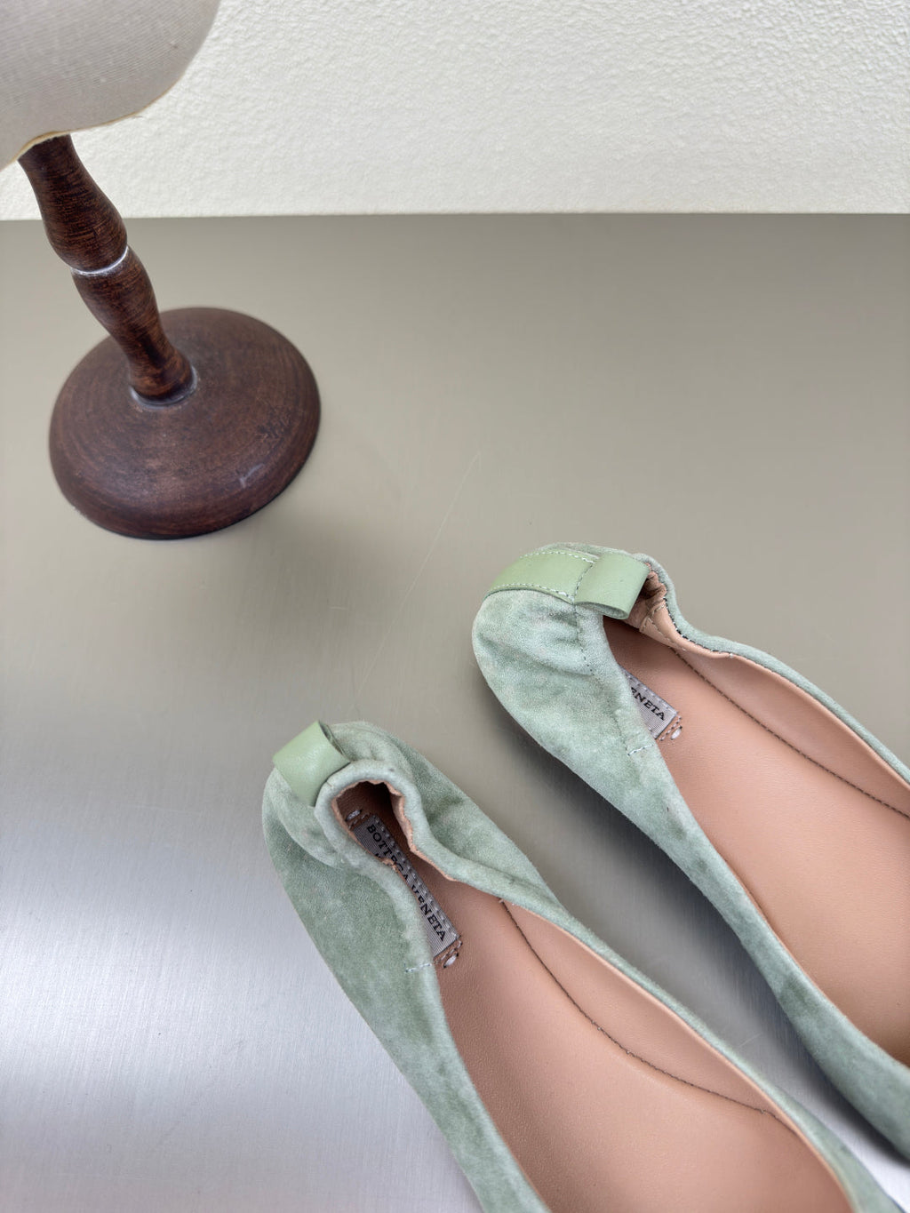 BOTTEGA VENETA BALLET FLAT IN LIGHT BLUE SUEDE