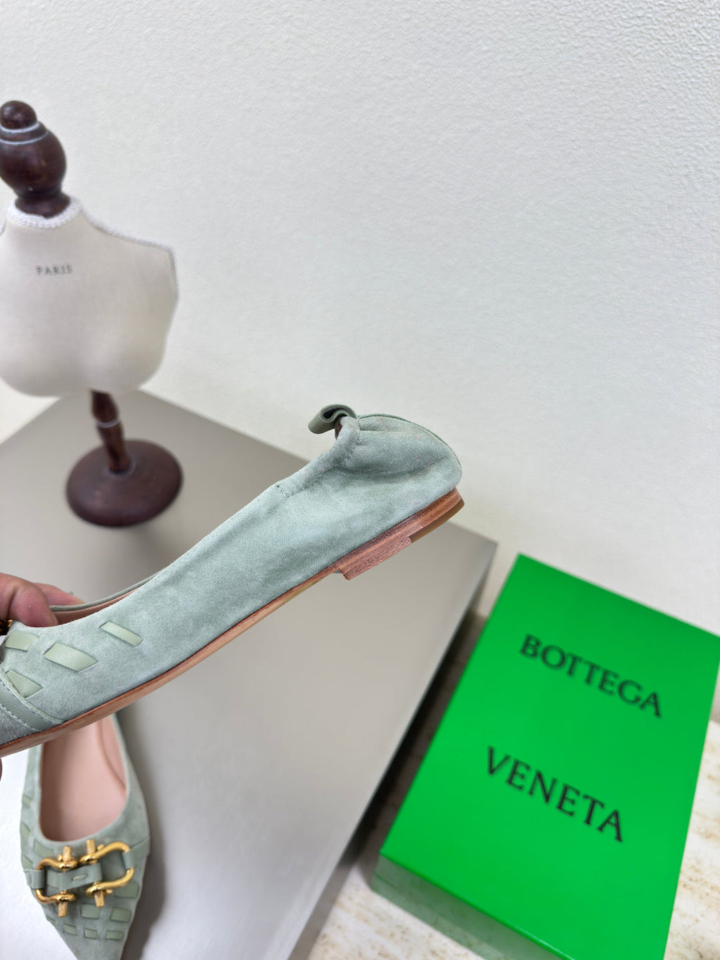BOTTEGA VENETA BALLET FLAT IN LIGHT BLUE SUEDE