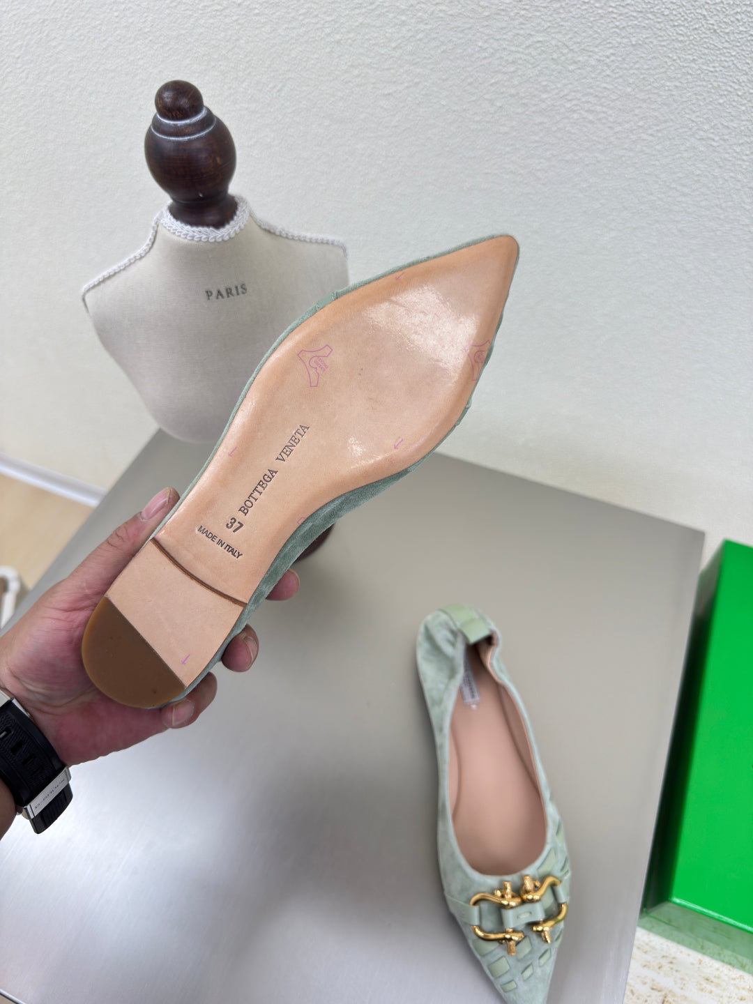BOTTEGA VENETA BALLET FLAT IN LIGHT BLUE SUEDE