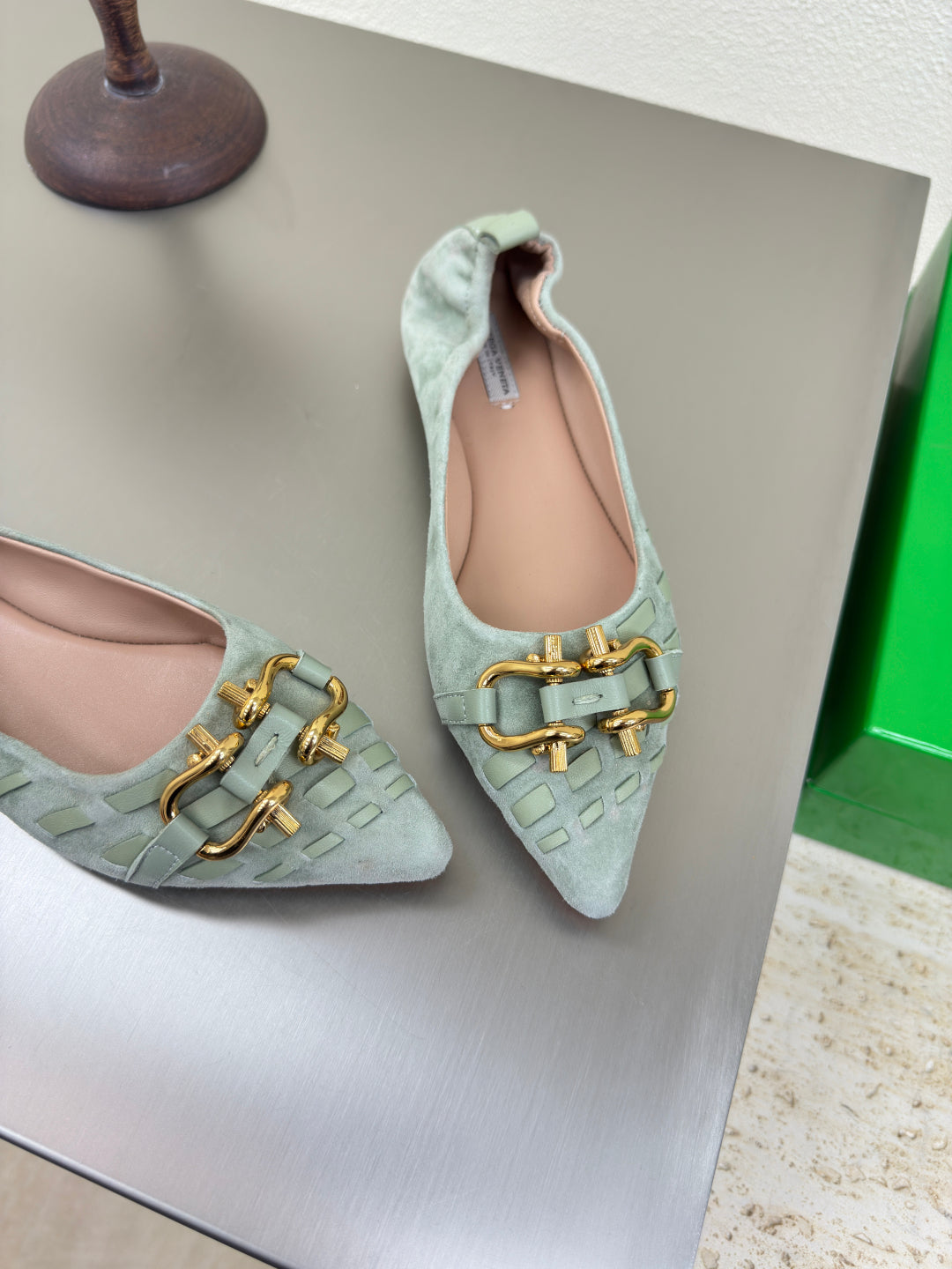 BOTTEGA VENETA BALLET FLAT IN LIGHT BLUE SUEDE