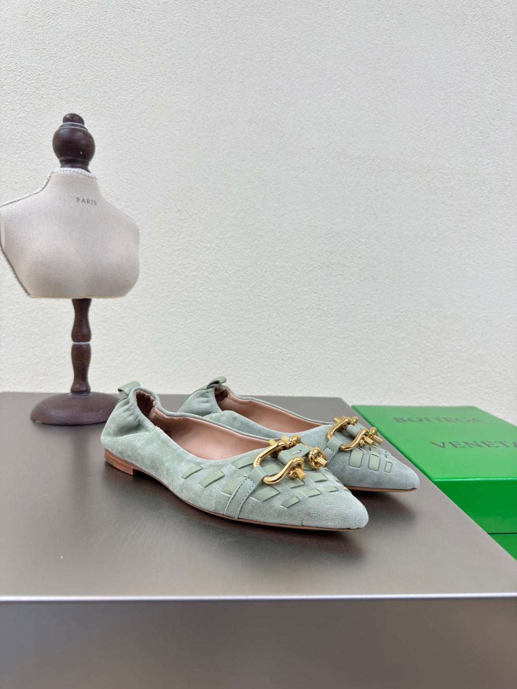 BOTTEGA VENETA BALLET FLAT IN LIGHT BLUE SUEDE