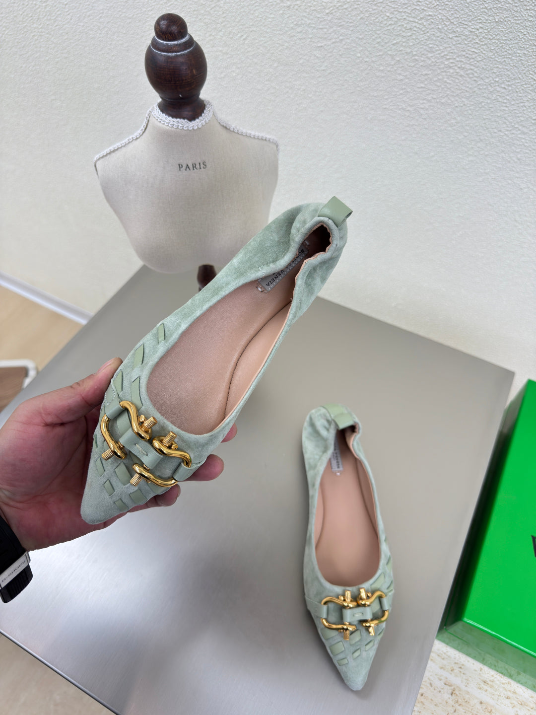 BOTTEGA VENETA BALLET FLAT IN LIGHT BLUE SUEDE