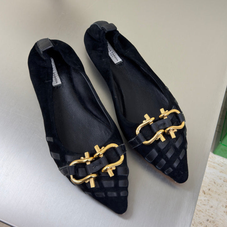 BOTTEGA VENETA BALLET FLAT IN BLACK SUEDE