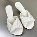 BOTTEGA VENETA BLINK HIGH 5 CM MULE IN WHITE INTRECCIATO LEATHER