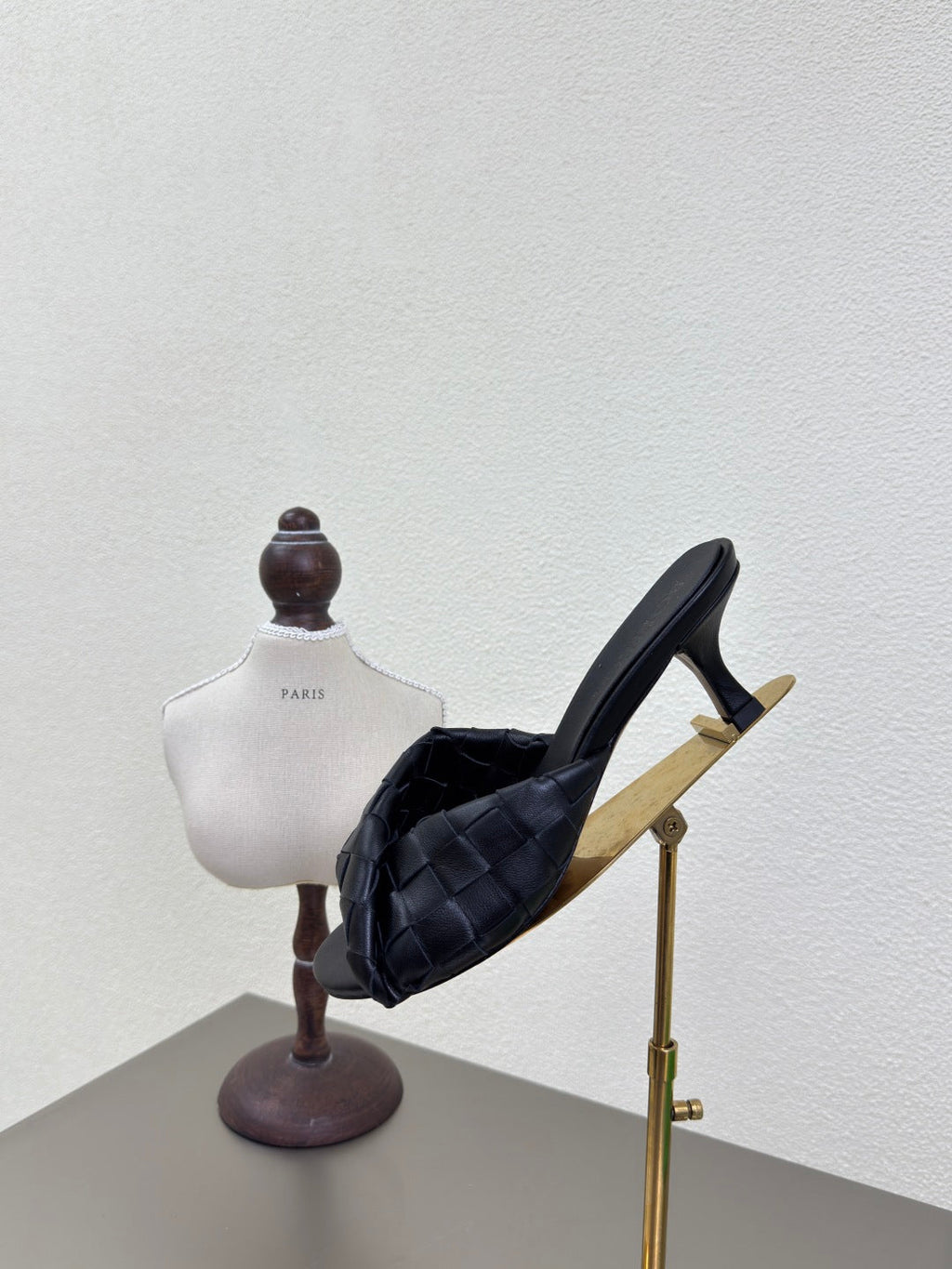 BOTTEGA VENETA BLINK HIGH 5 CM MULE IN BLACK INTRECCIATO LEATHER