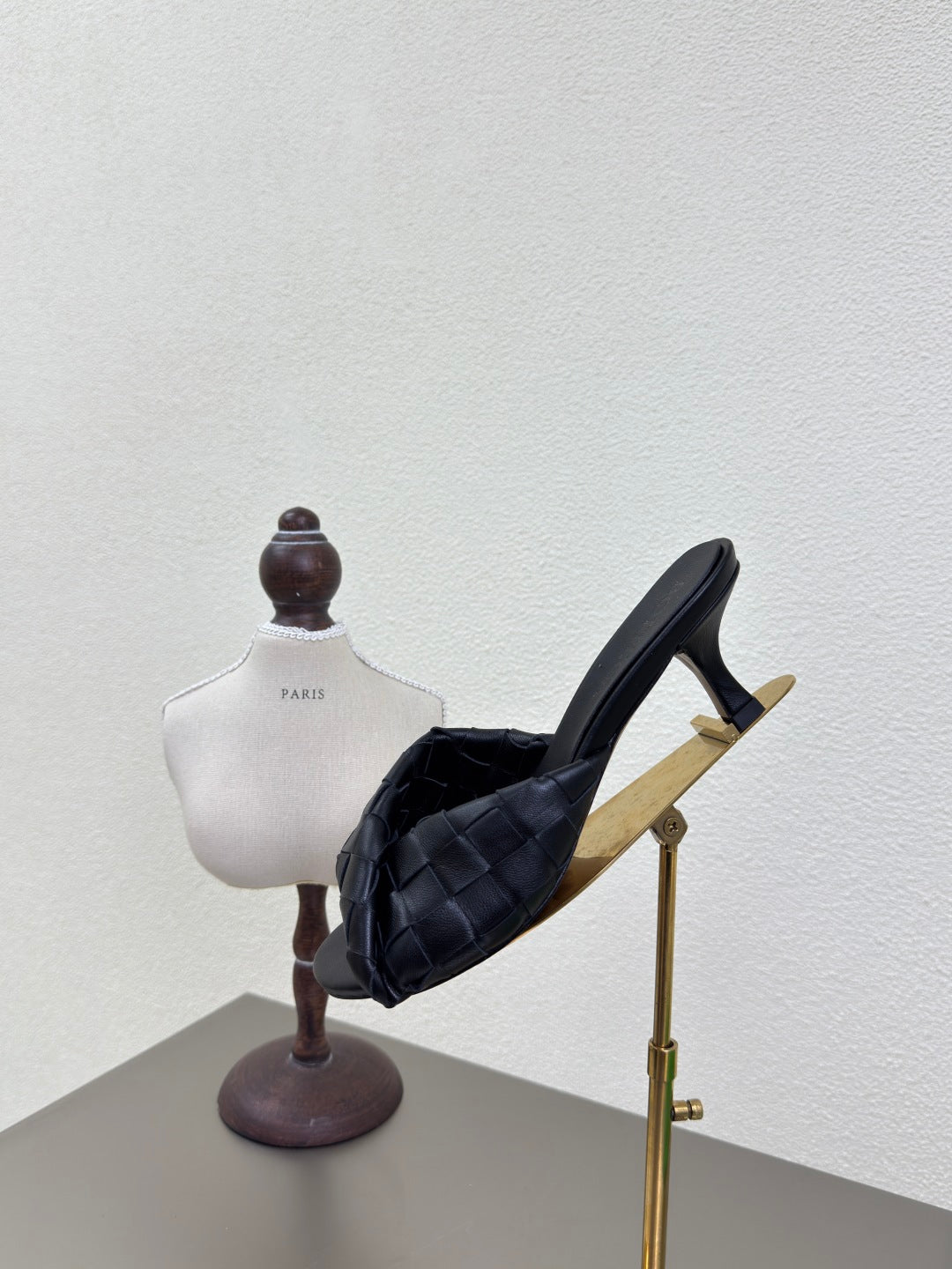 BOTTEGA VENETA BLINK HIGH 5 CM MULE IN BLACK INTRECCIATO LEATHER