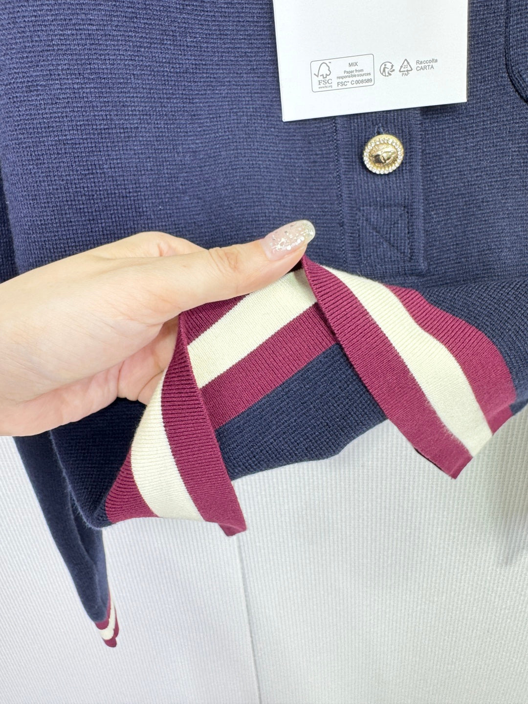 CHANEL 25S LONG-SLEEVE KNIT POLO SHIRT 589