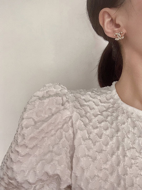 18K  Chanel Full Crystals Earrings