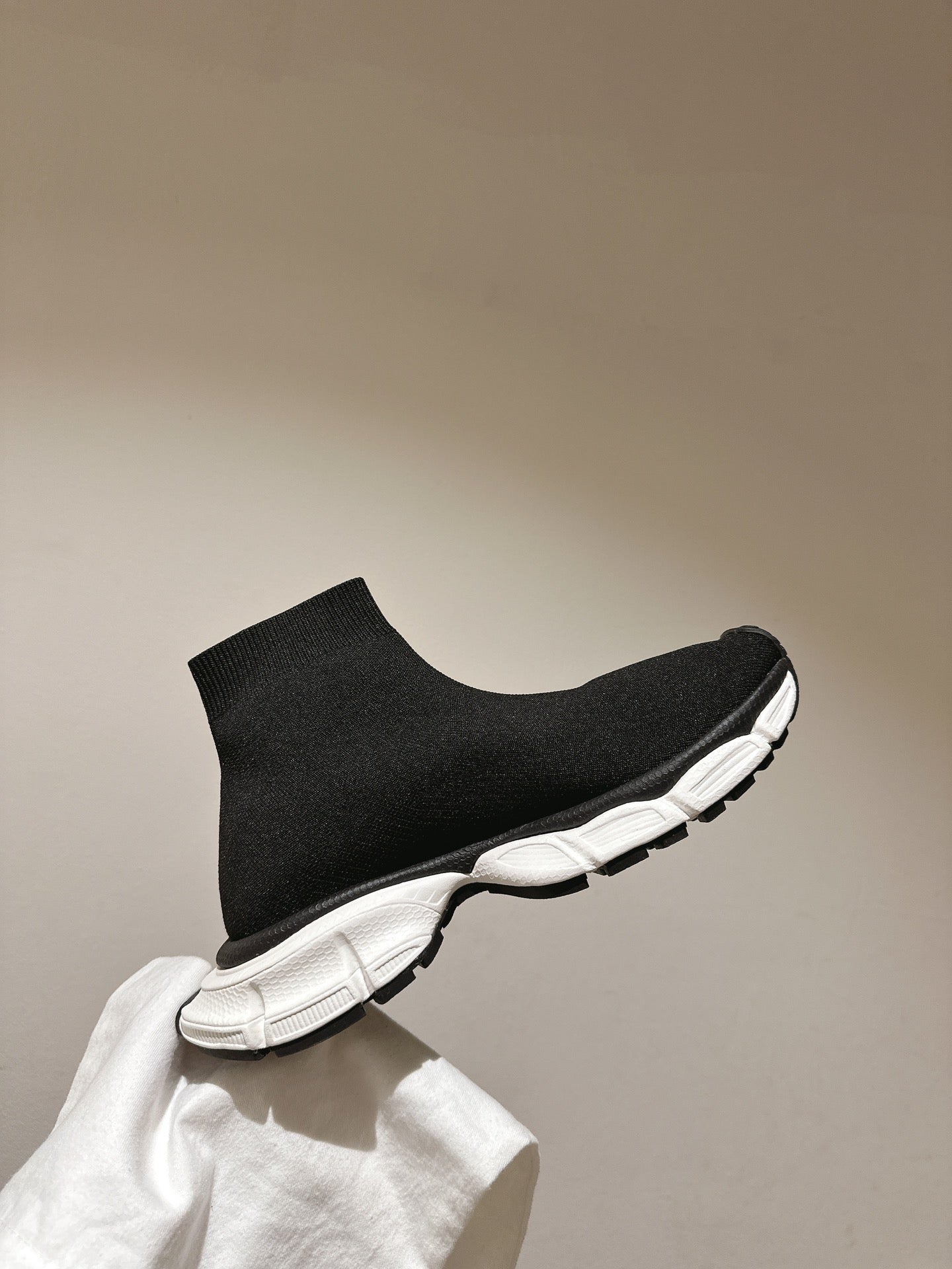 BALENCIAGA 25S SPEED TRAINER SNEAKERS 55 MM IN BLACK KNIT STYLE 1