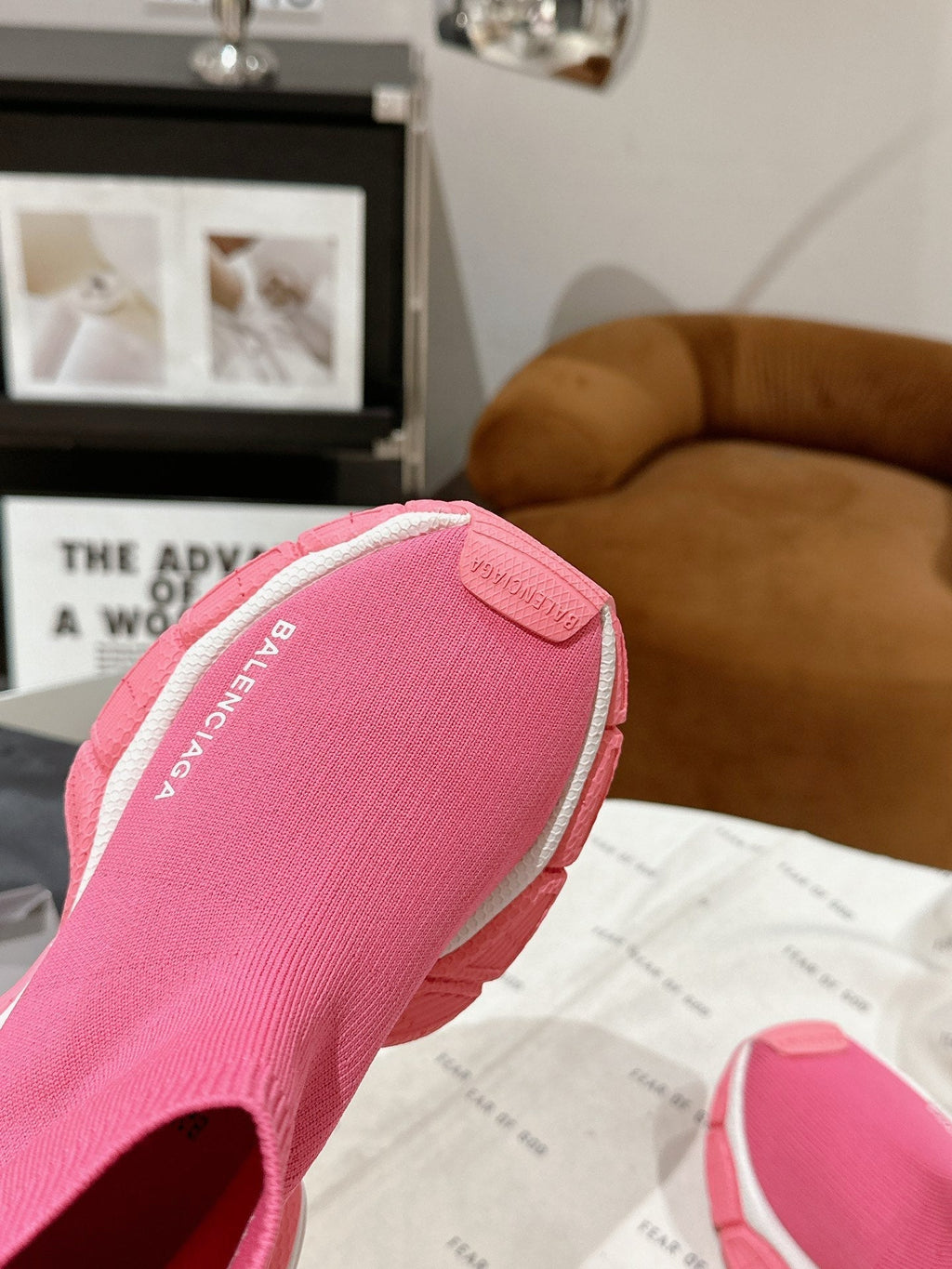 BALENCIAGA 25S SPEED TRAINER SNEAKERS 55 MM IN PINK KNIT
