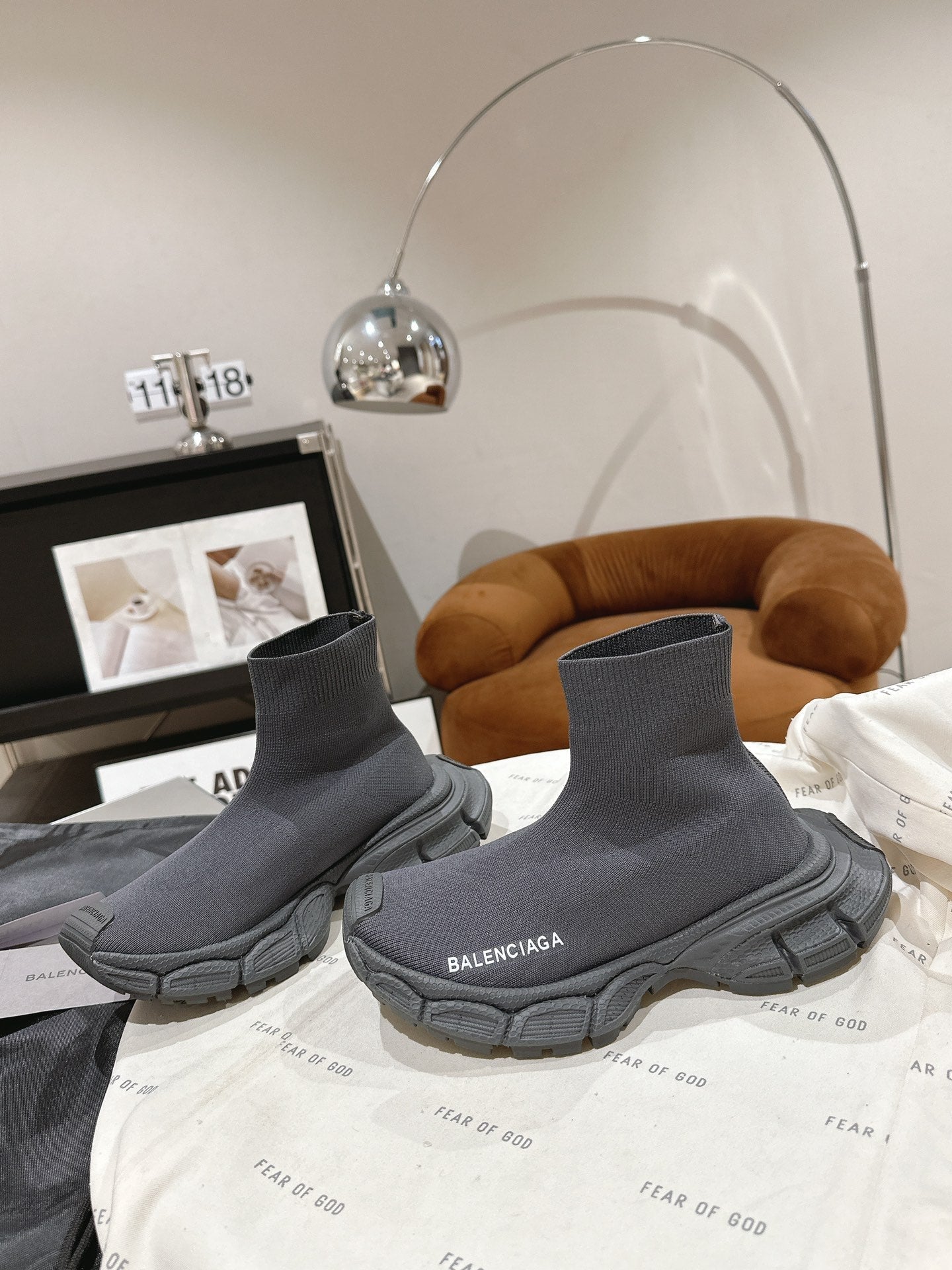 BALENCIAGA 25S SPEED TRAINER SNEAKERS 55 MM IN DARK GREY KNIT